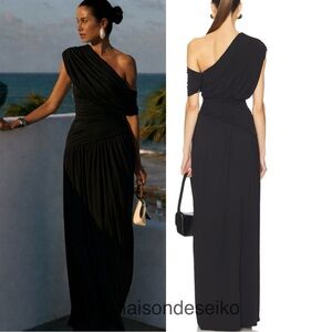 NWT Helsa Maxi Dress Apolla Jersey Black One Shoulder Wedding Guest size Small
